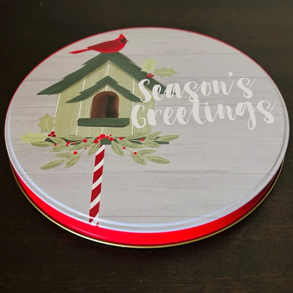 🎄Season's Greetings Holiday Tin with Cardinal Design Set of 2